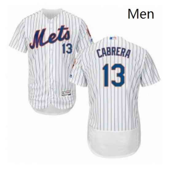 Mens Majestic New York Mets 13 Asdrubal Cabrera White Home Flex Base Authentic Collection MLB Jersey